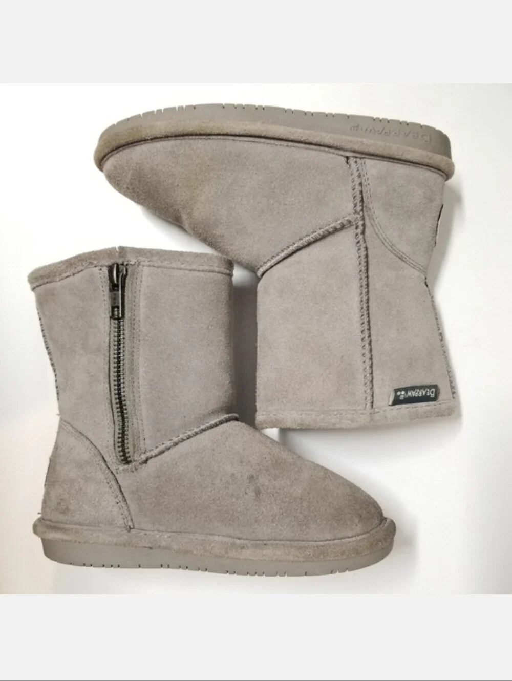 Bearpaw Emma Toddler Zipper Suede & Sherpa Winter Boots in Ash Gray 12